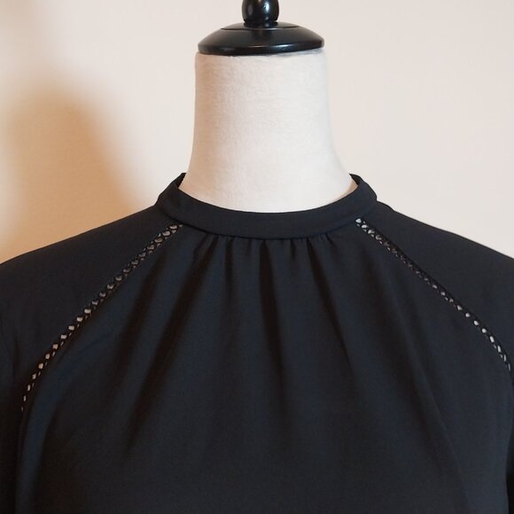 EXPRESS SIZE M BLACK ROUND NECK LONG SLEEVE BLOUSE - Picture 2 of 11